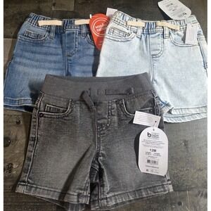 Wonder Nation Toddler Denim Shorts Pull-On NWT Lot of 3 Size 12mos